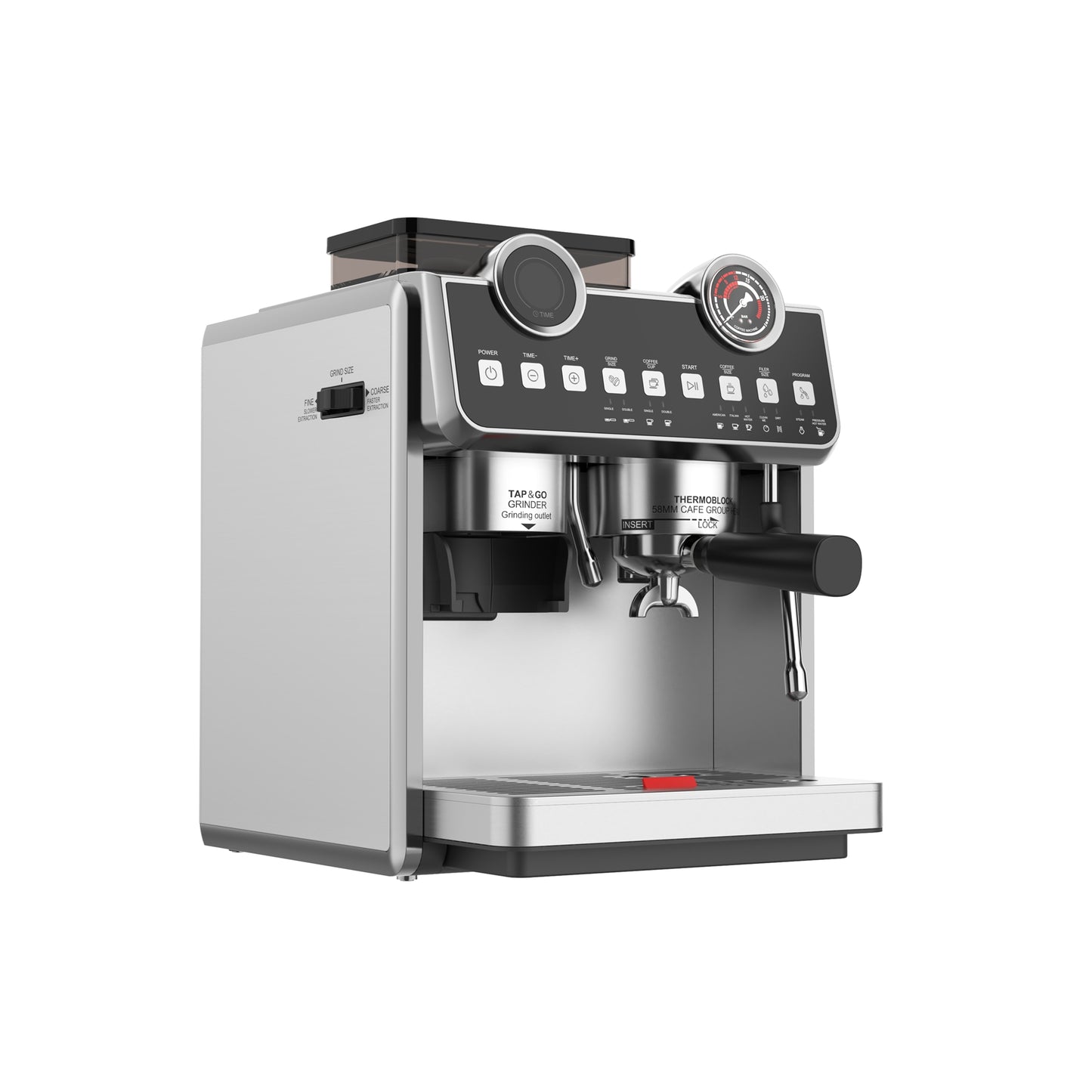 CHCOFF653 ESPRESSO Coffee Machine Double Boiler And Double Pump 20Bar Extraction With Bean Grinder